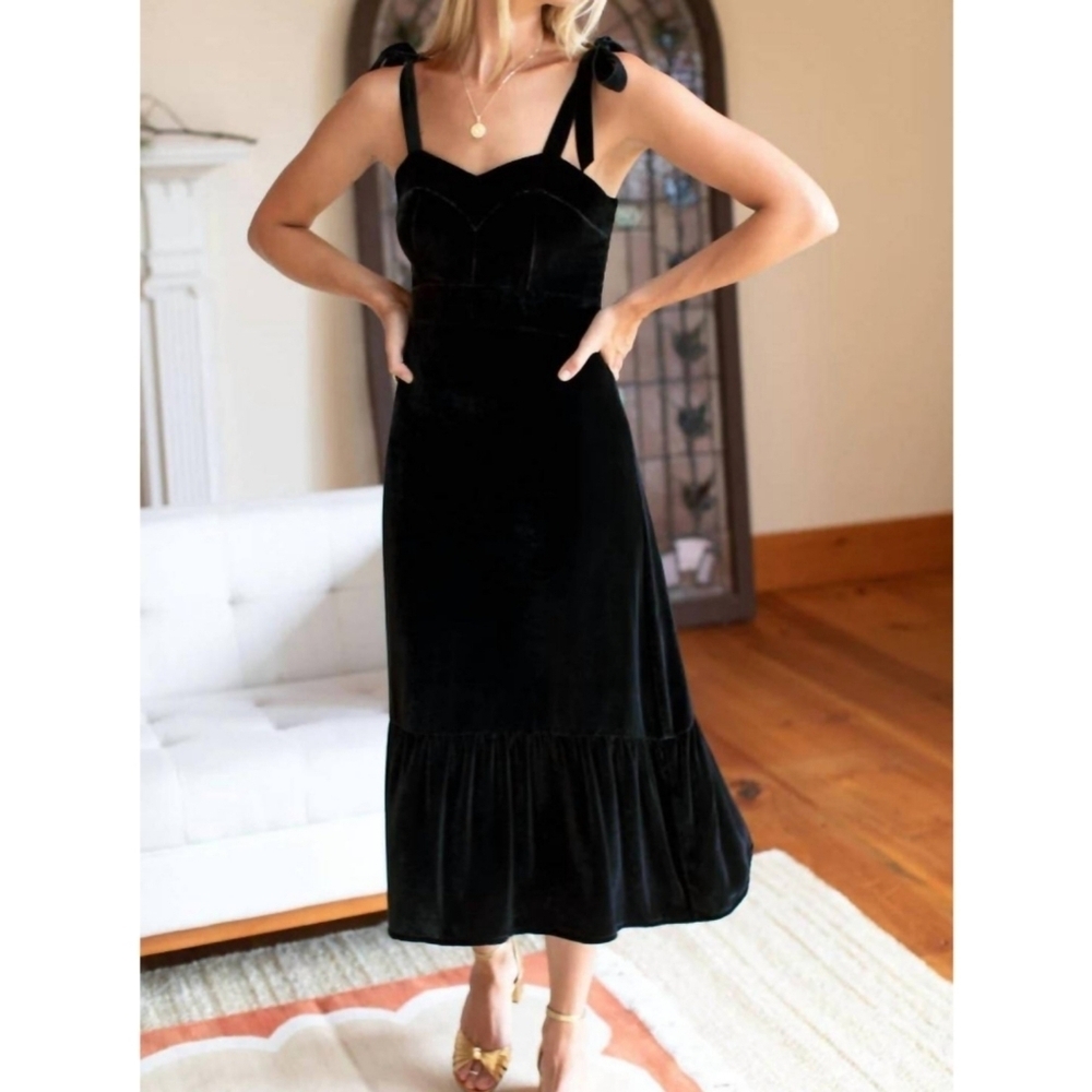 Emerson Fry Black Velvet Charlotte Dress NWT